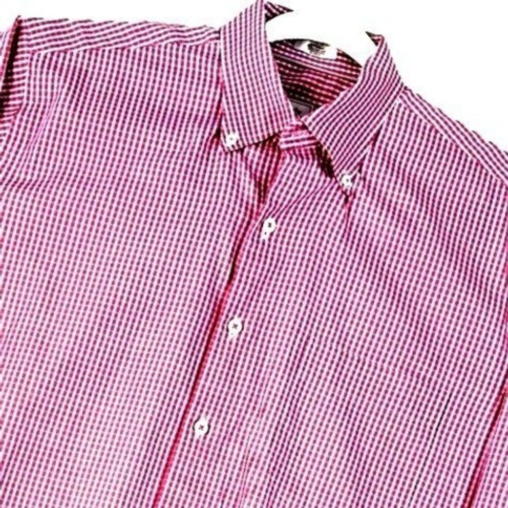 Peter Millar Seaside Button Down Men M Pink Gingham Cotton Shirt Summer Spring